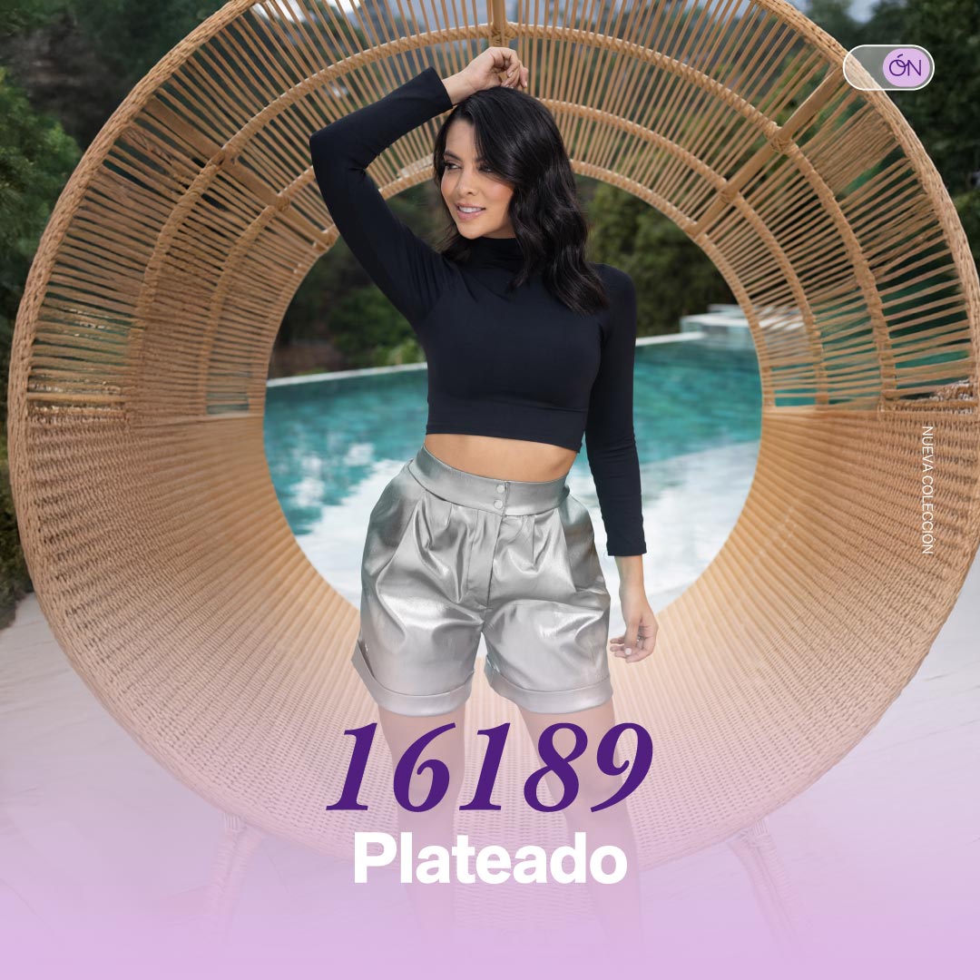 Short Tiro Alto Plateado THModa 16189