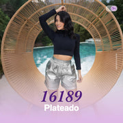 Short Tiro Alto Plateado THModa 16189