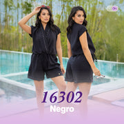 Enterizo Amplio Negro THModa 16302