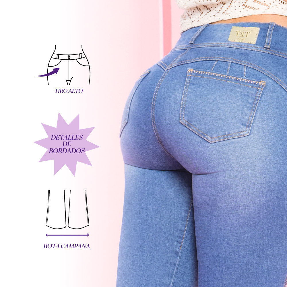 Jeans Push Up Campana Azul Mujeron Titanic - 40