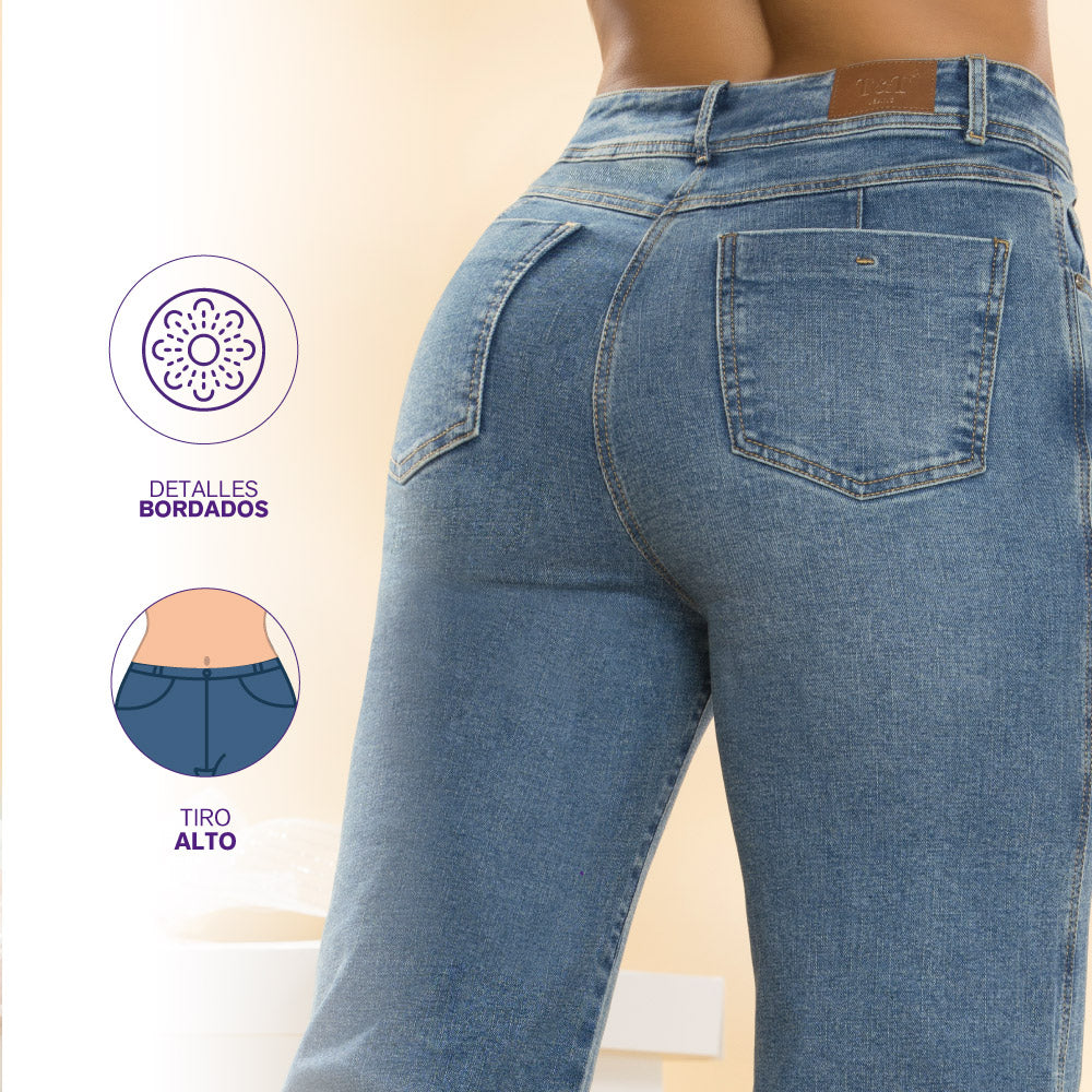 Jean Push Up Wide Leg Azul Vintage Tyt Tolima - 42