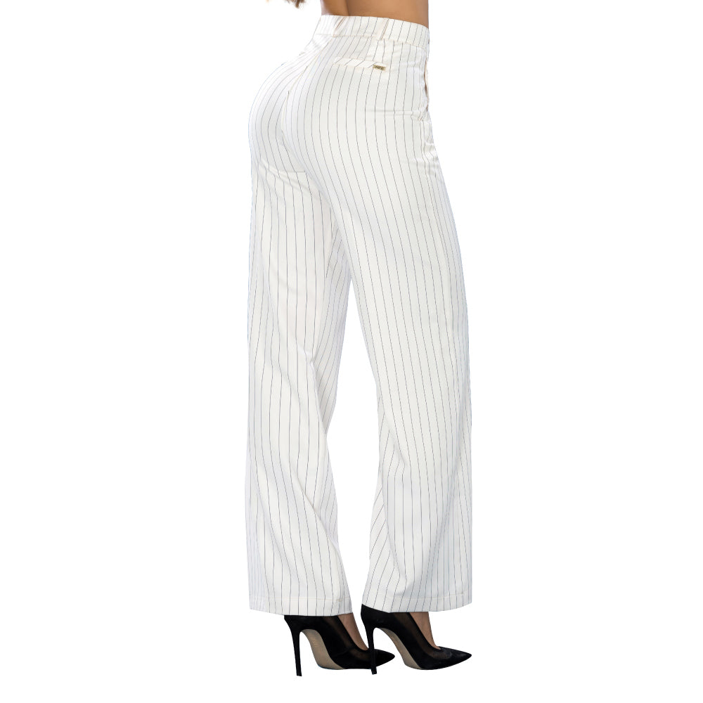Pantalón Palazzo Raya Tiza Hueso Tiro Super Alto Tyt Bombay - 38