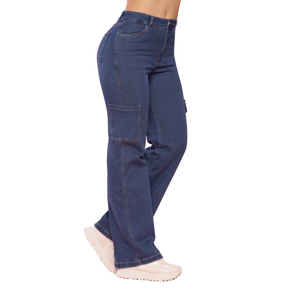 Jeans Wide Leg Azul Medio Mujeron Tristan - 38