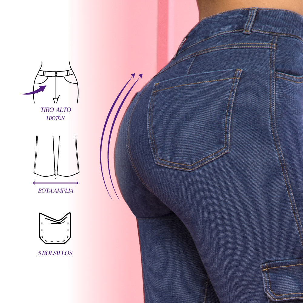 Jeans Wide Leg Azul Medio Mujeron Tristan - 40