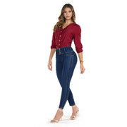 Jean Push Up Tiro Alto Azul Oscuro Tyt Jeans Túnez - foto 5