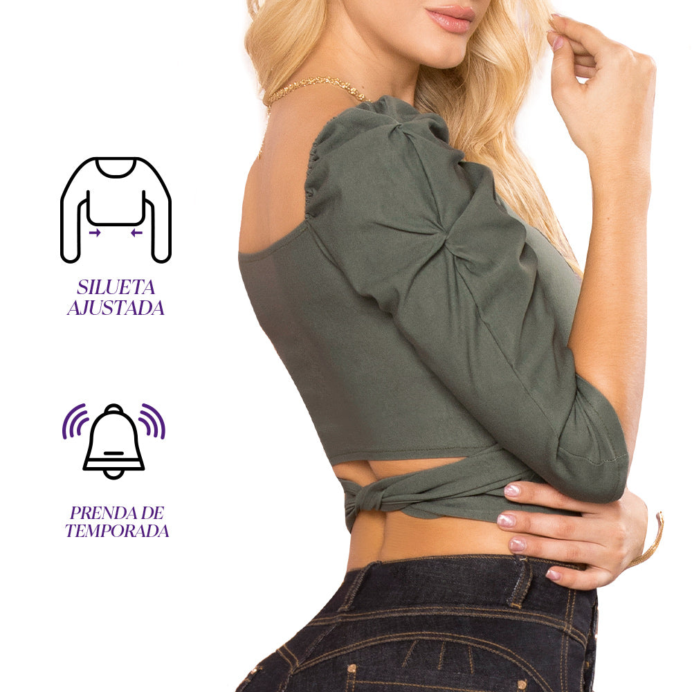 Blusa Ajustada Verde Nilo TyT Astrid — detalle de la prenda