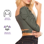 Blusa Ajustada Verde Nilo TyT Astrid — detalle de la prenda