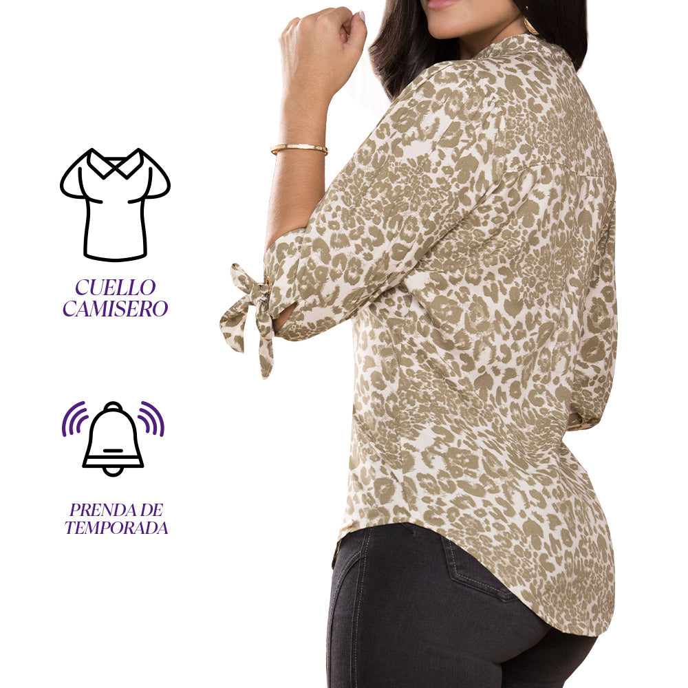 Blusa Blusón Chalis Animal Print Julia — detalle de la prenda