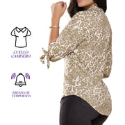 Blusa Blusón Chalis Animal Print Julia — detalle de la prenda
