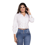 Blusa Cuello Camisero Blanca TyT Laura