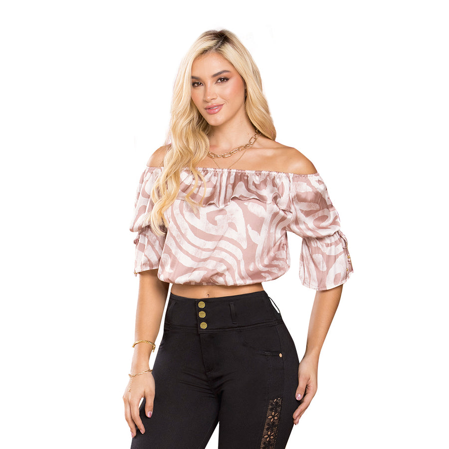 Blusa Animal Print Cuello Bandeja TyT Omaira