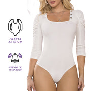 Body Cuello Cuadrado Beige TyT Doris — detalle de la prenda