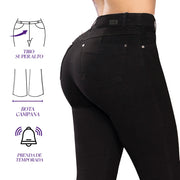 Jeans Bota Campana Push Up Negro Mujeron Natalia - 40