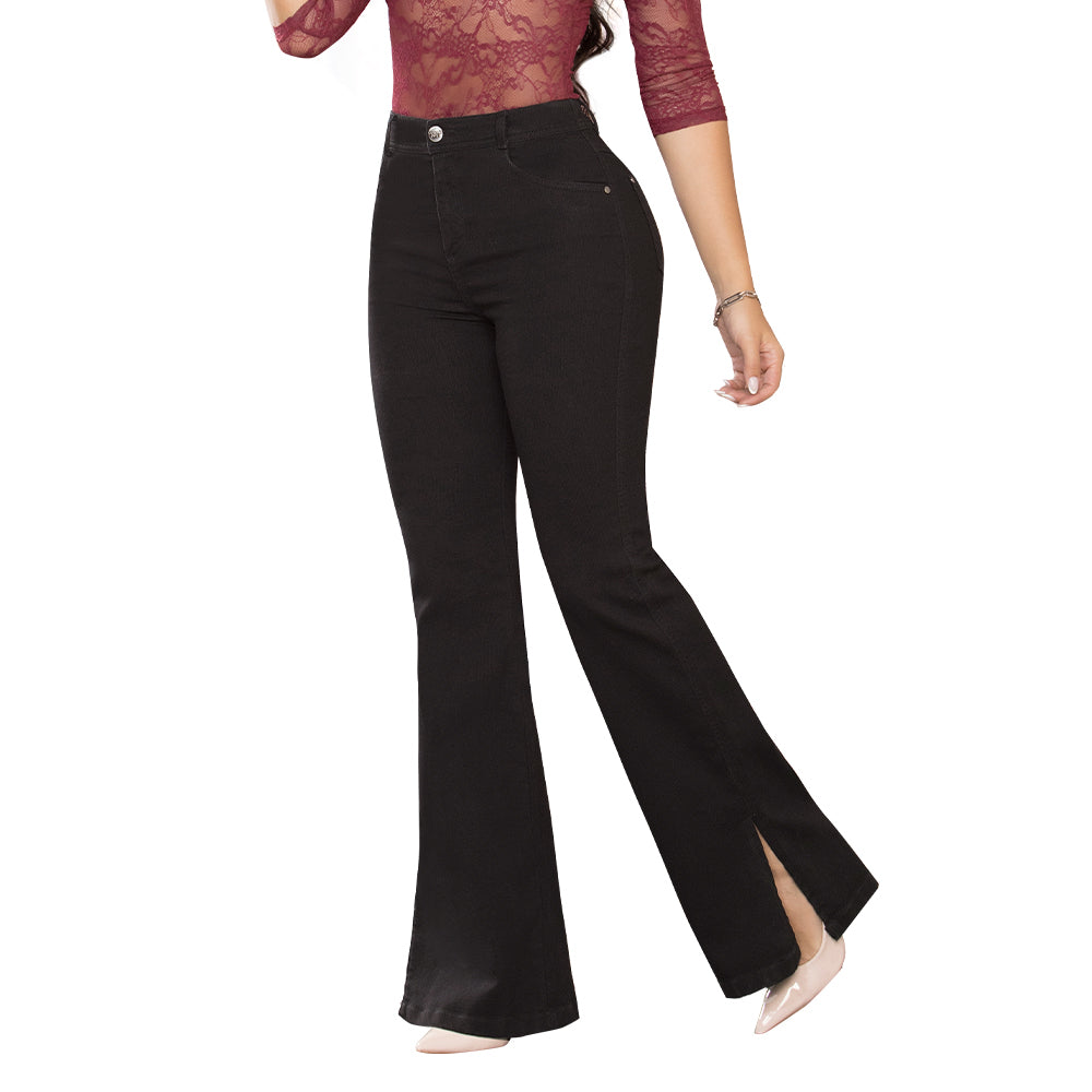 Jeans Bota Campana Push Up Negro Mujeron Natalia - 38