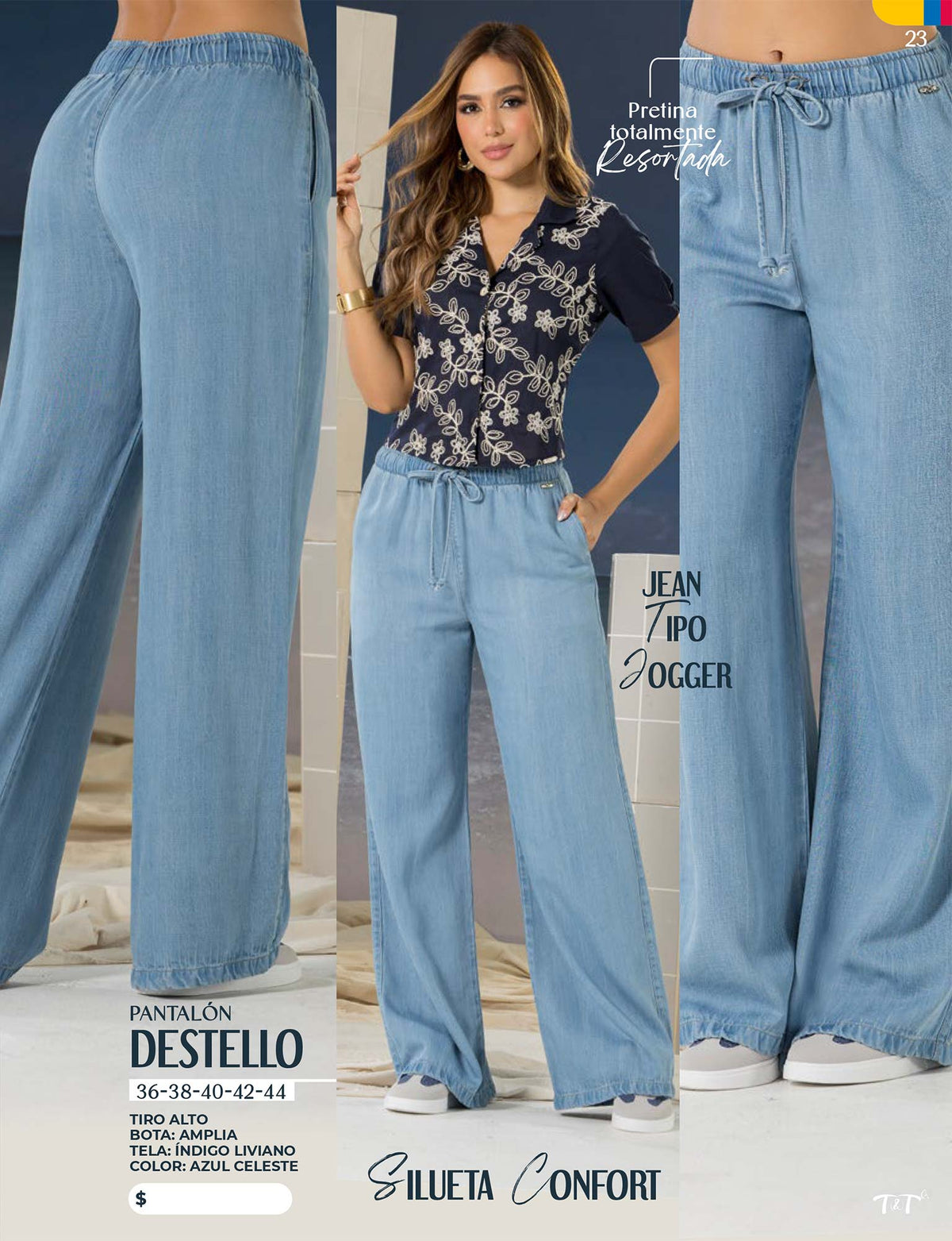 Pantalón Campana Tiro Alto Azul Tyt Jeans Destello - foto 4