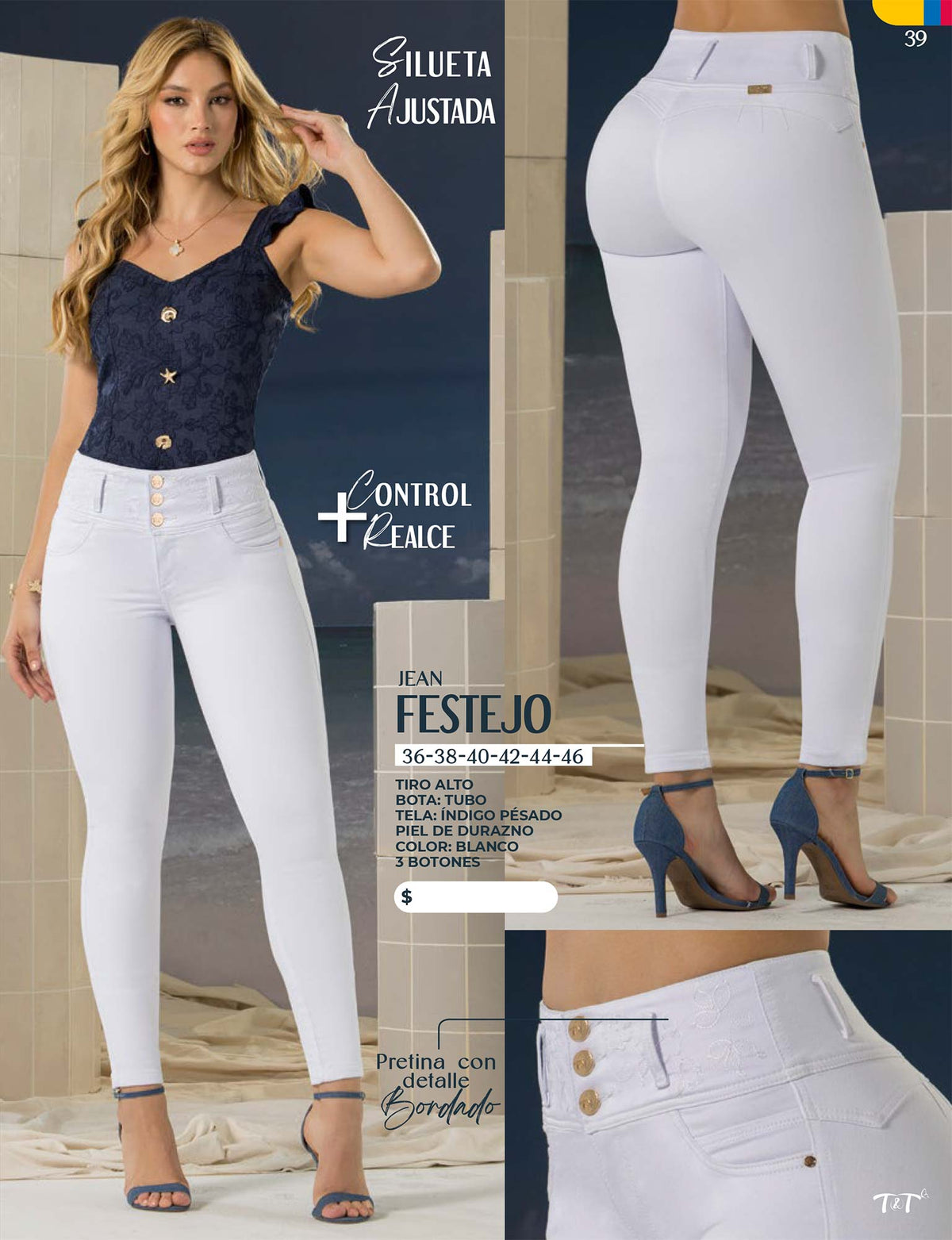 Jean Push Up Tiro Alto Blanco Tyt Jeans Festejo - foto 4