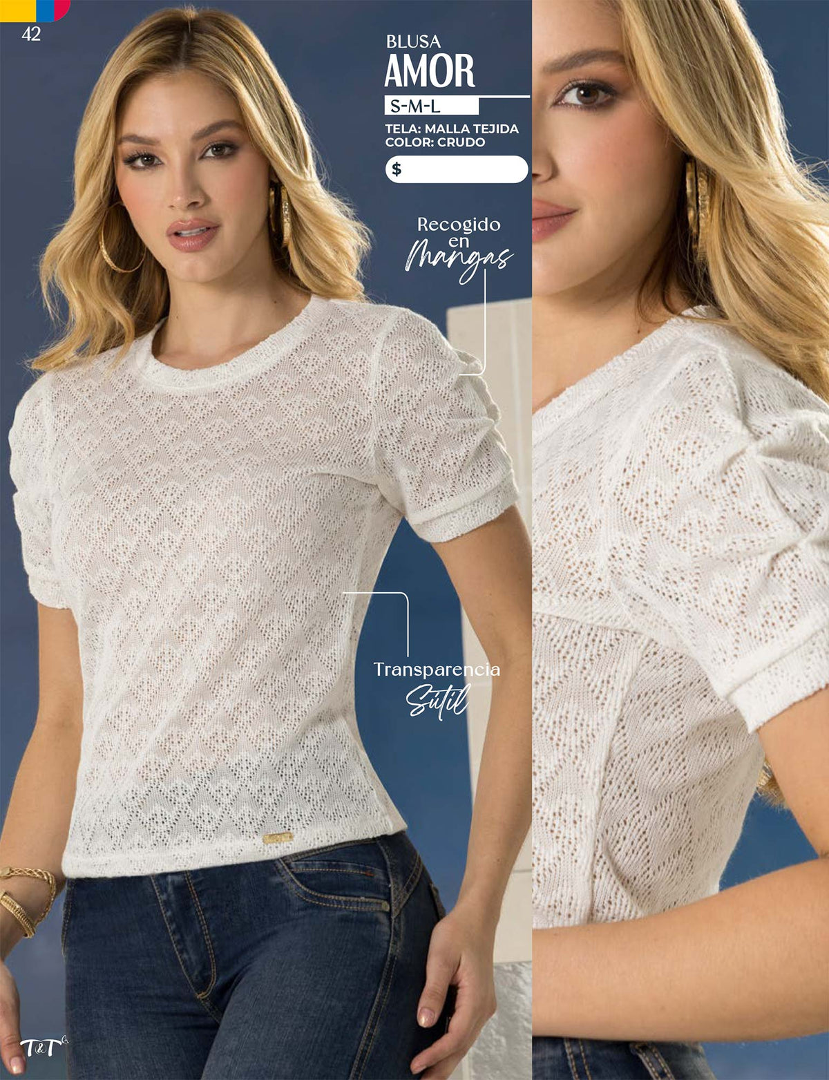 Blusa Manga Corta Beige Tyt Amor - foto 5