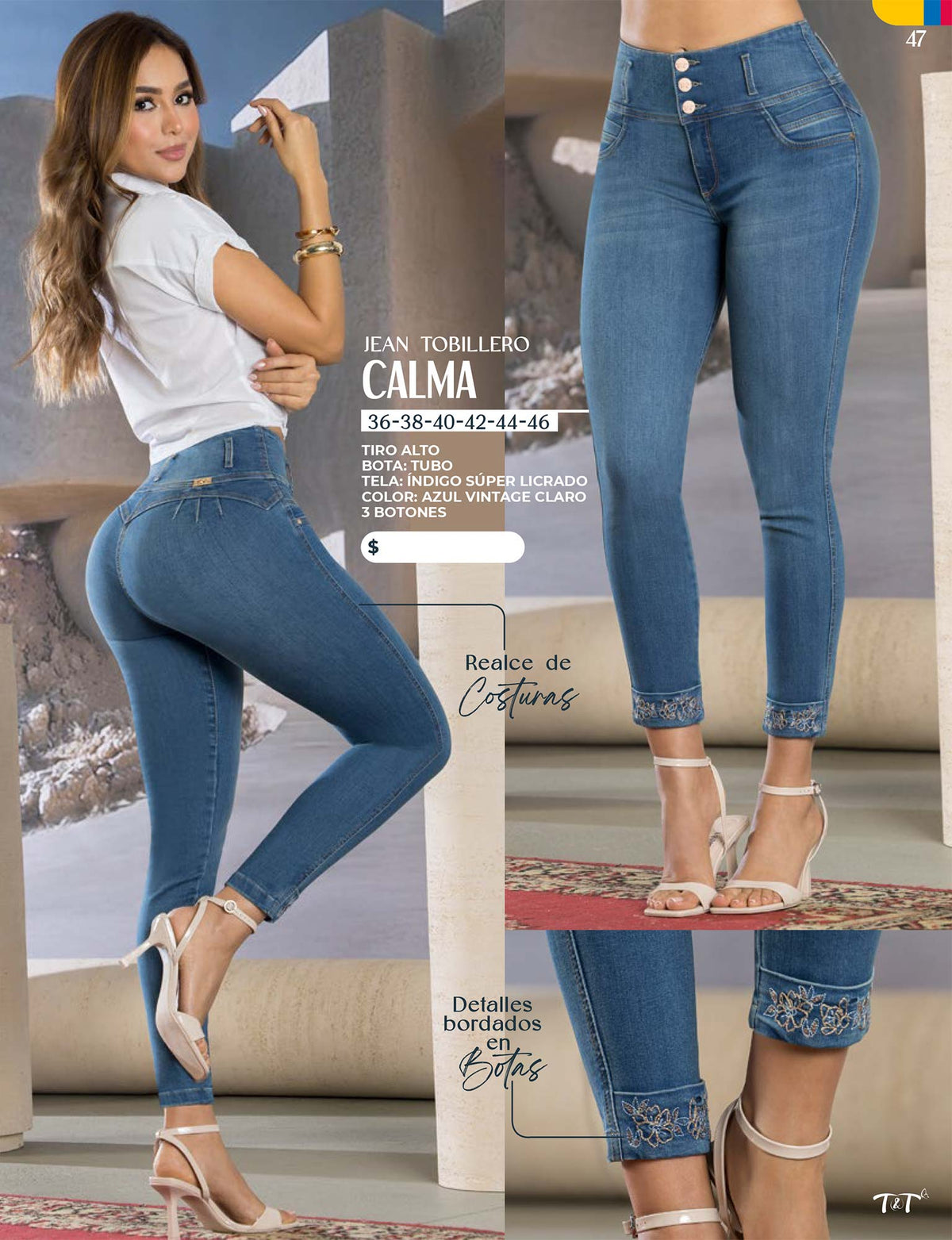 Jean Push Up Tiro Alto Azul Tyt Jeans Calma - foto 6