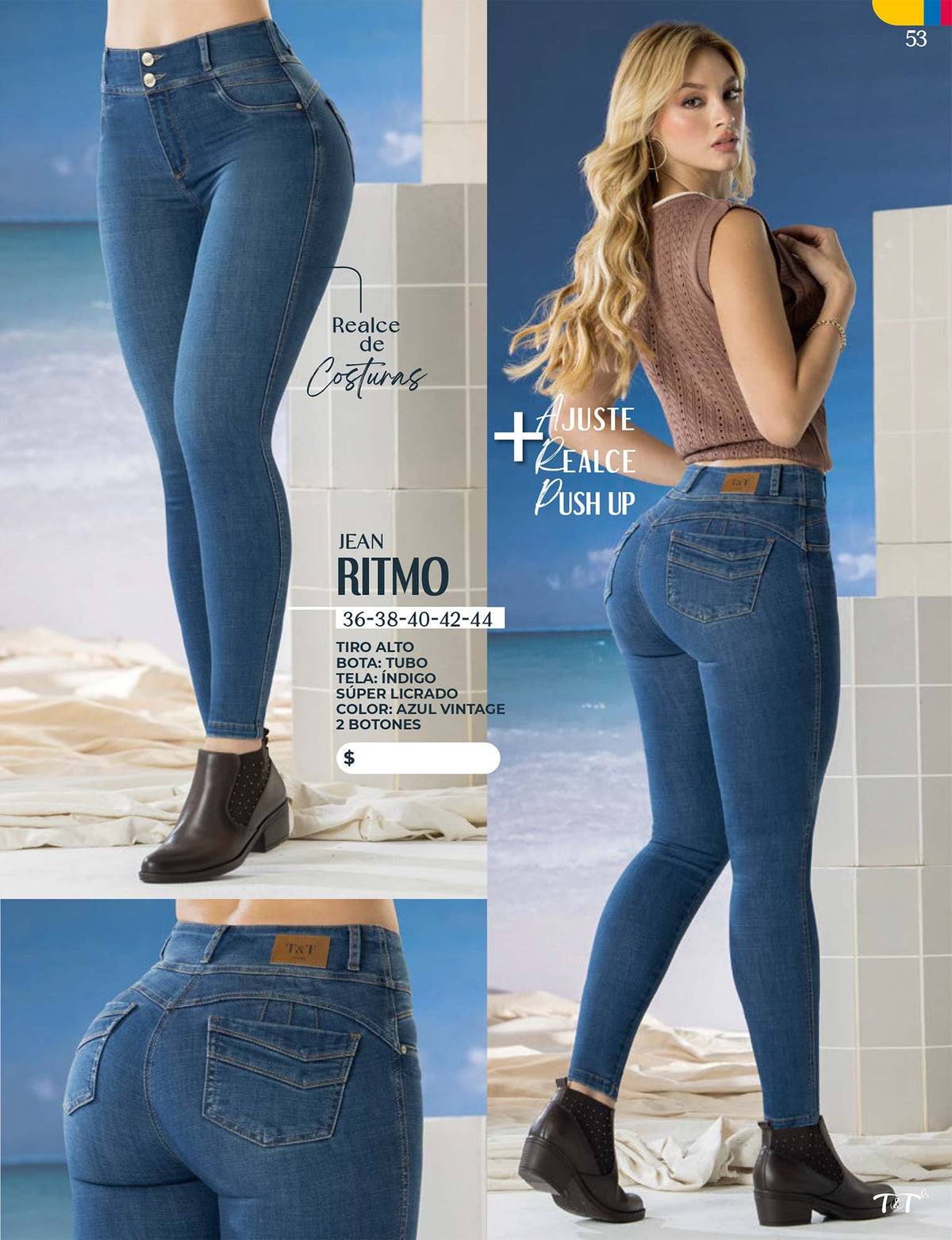 Jean Push Up Tiro Alto Azul Tyt Jeans Ritmo - foto 4