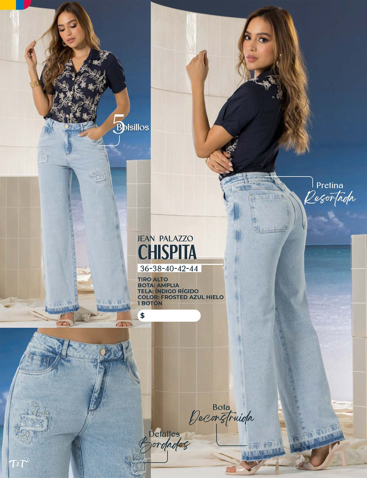 Jean Palazzo Tiro Alto Azul Tyt Jeans Chispita - foto 5