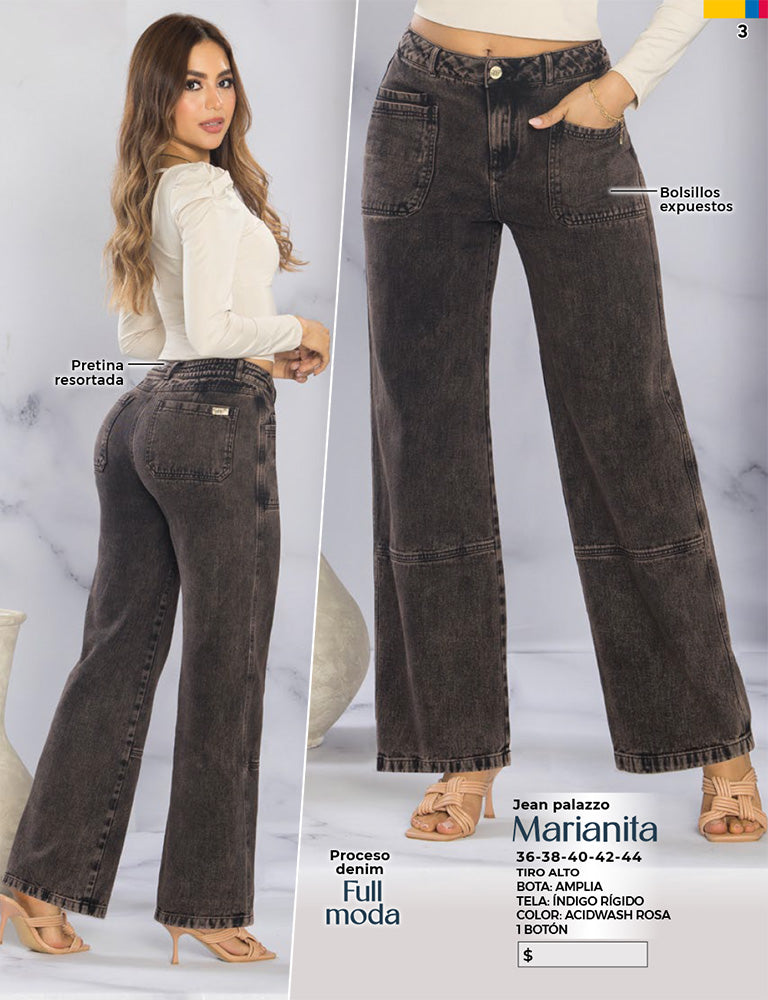 Jeans Palazzo Tiro Alto Acidwash Rosa Tyt Jeans Marianita - 42