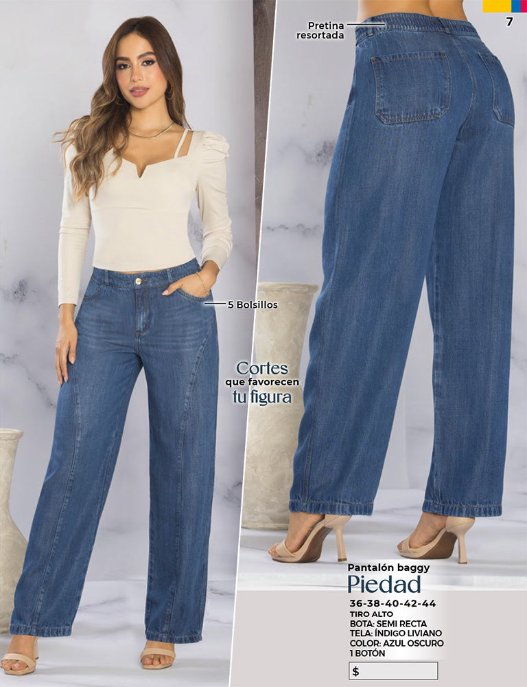Jeans Baggy Tiro Alto Azul Tyt Piedad - 42