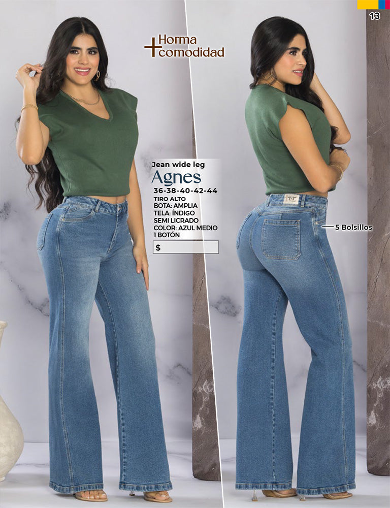 Jean Wide Leg Tiro Alto Azul Medio Tyt Jeans Agnes - foto 4