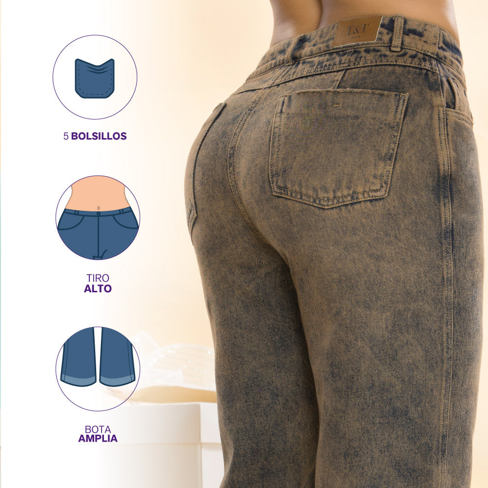 Jeans Palazzo Acid Wash Orange Tyt Jeans Valle - 40