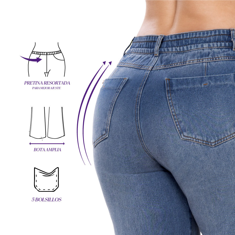 Jeans Palazzo Azul Vintage Mujeron Zidane - 40