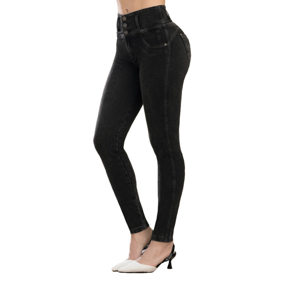 Jean Azucena gris push up tiro alto - vista delantera