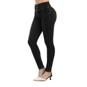 Jean Azucena gris push up tiro alto - vista delantera