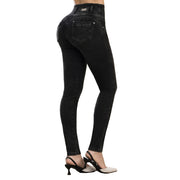 Jean Azucena gris push up tiro alto - vista trasera