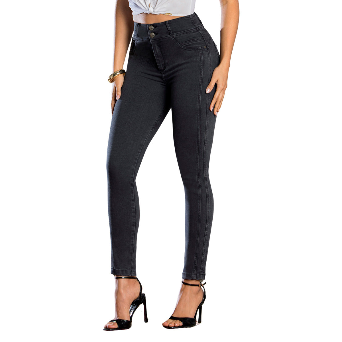 Jean Push Up Tiro Alto Gris Tyt Jeans Celebración - foto 2