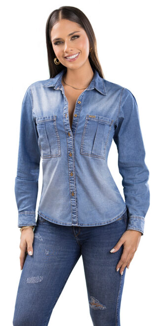 Blusa Tormenta T&T: Elegancia Azul - Auténtico Diseño Colombiano