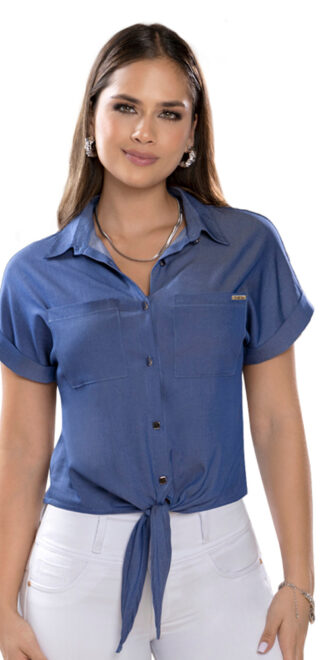 Blusa California TYT Azul Medio: Confort y Estilo Colombiano en Índigo Liviano