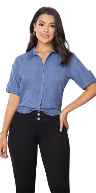 BLUSA RESPLANDOR  Confort Azul Zafiro – Estilo que irradia confianza
